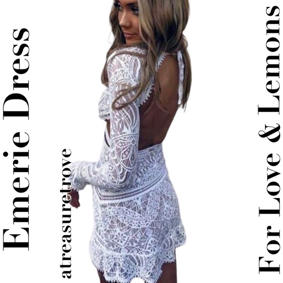 For Love & Lemons x Free People Emerie XS S M L Pink Allover Lace Cutout Mini - Picture 7 of 11